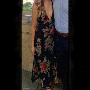 Privacy Please Deep V Neck Floral Dress